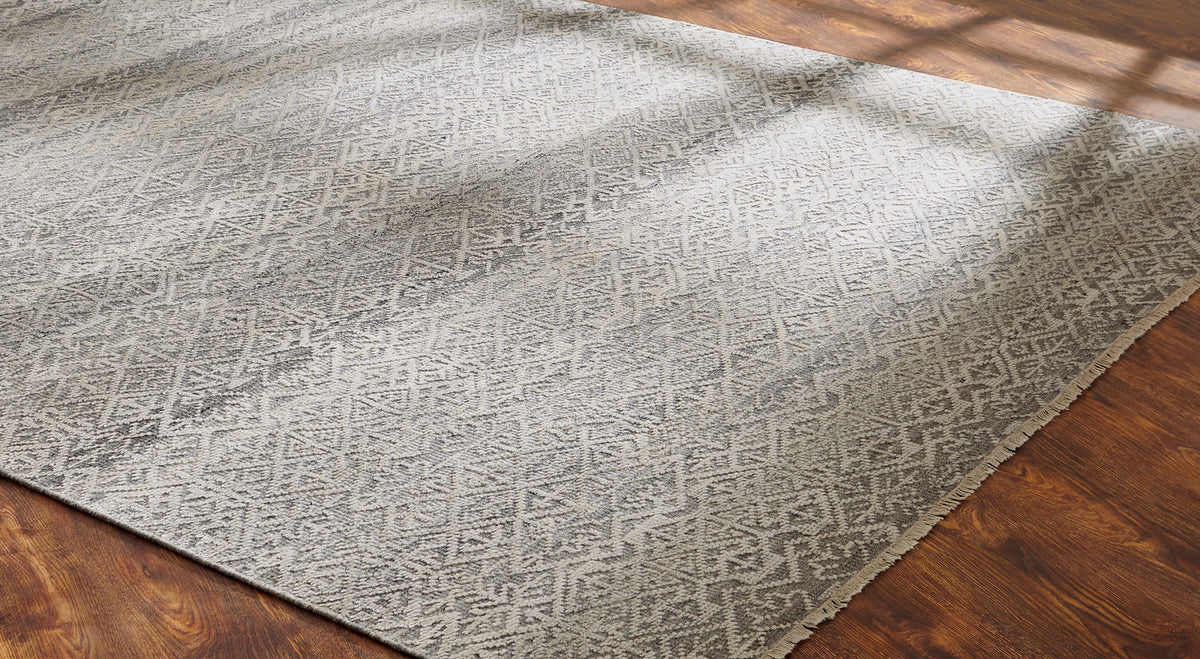 Textured Transitional Oxidized Wool Hand Knot (6x9) gray/ivory