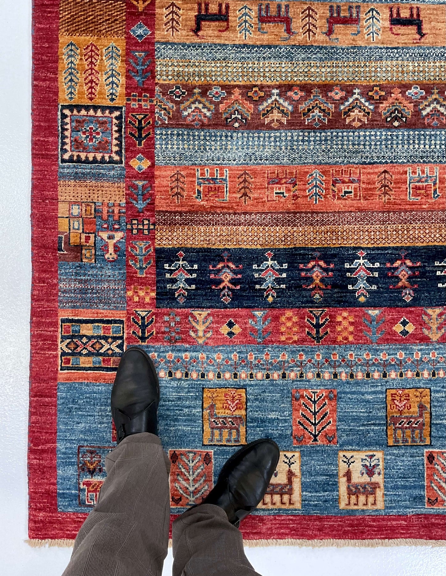 Afghan Gabbeh (4'02"x6'03") navy/blue/red