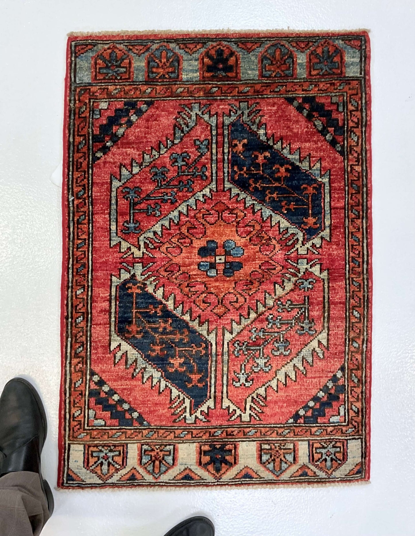 Afghan Ersari Turkomen (2'01"x3'01") red/blue