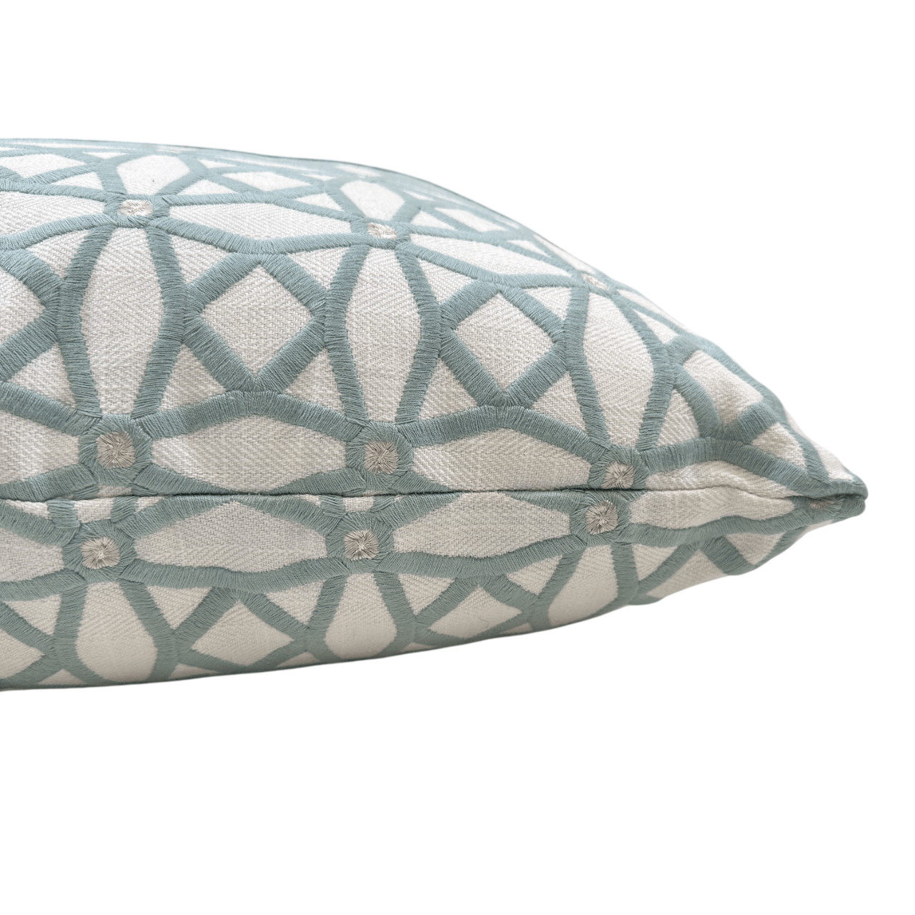 Down-Filled Moorish Design Pillow 24"x24" white/aqua