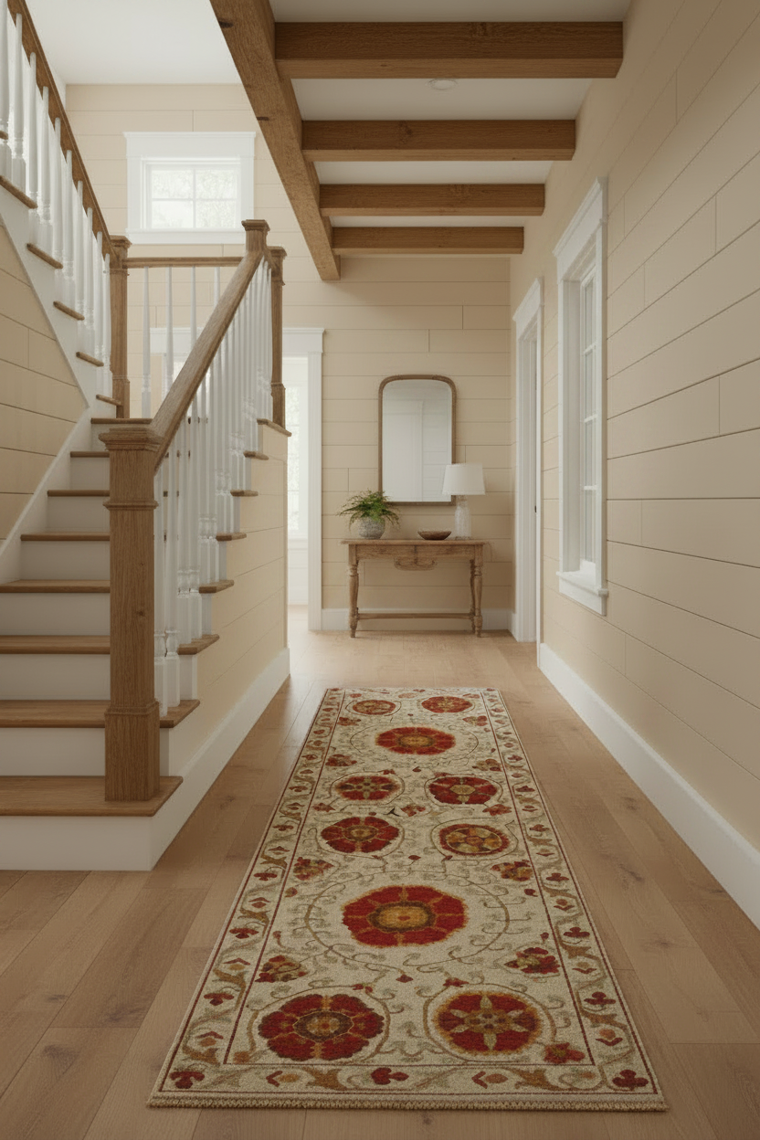 Reversible/2-Sided Soumak Flat Weave (3x10 Runner) ivory/red