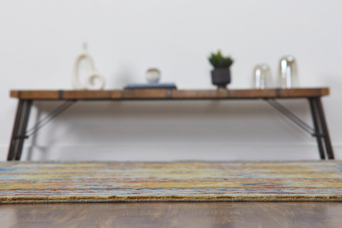 Tibetan-Weave - Southwest Design (6'02"x8'09") gold/blue