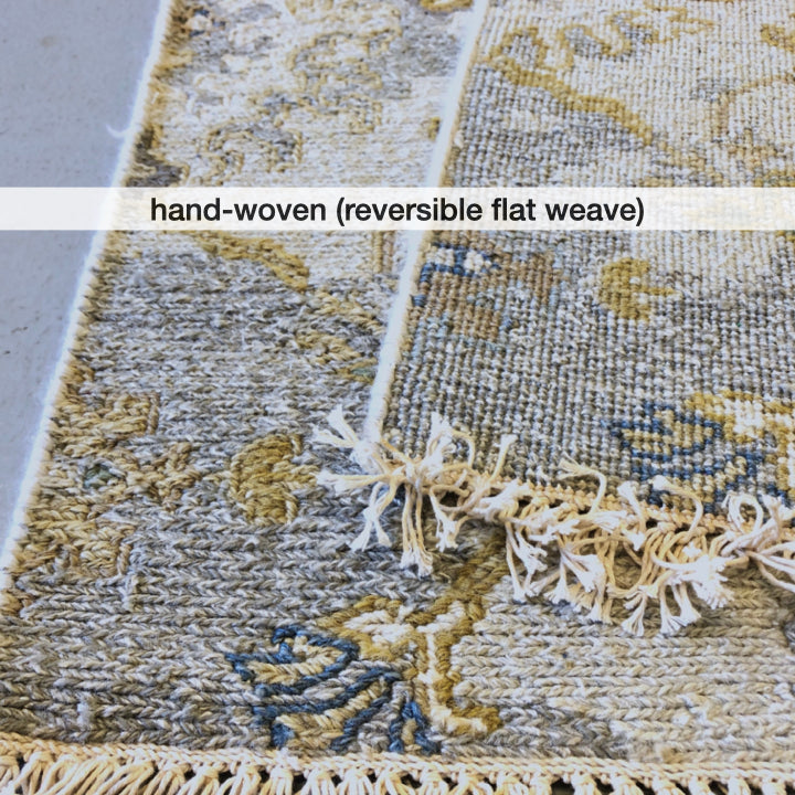 Reversible/2-Sided Flat Weave, (4x10) ivory/gray