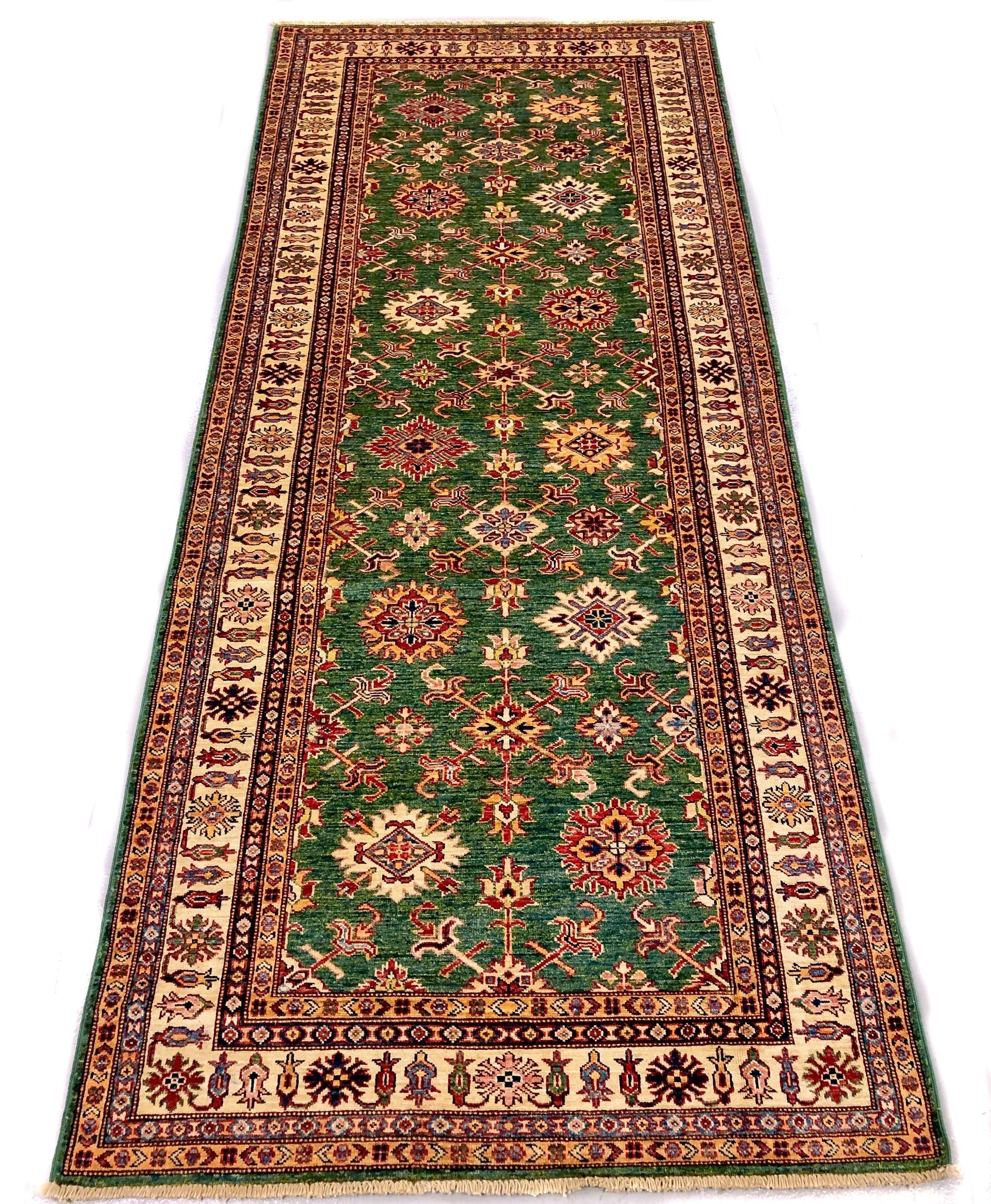 Super Kazak (4'x9' Runner) green/ivory – Kirishian Rugs