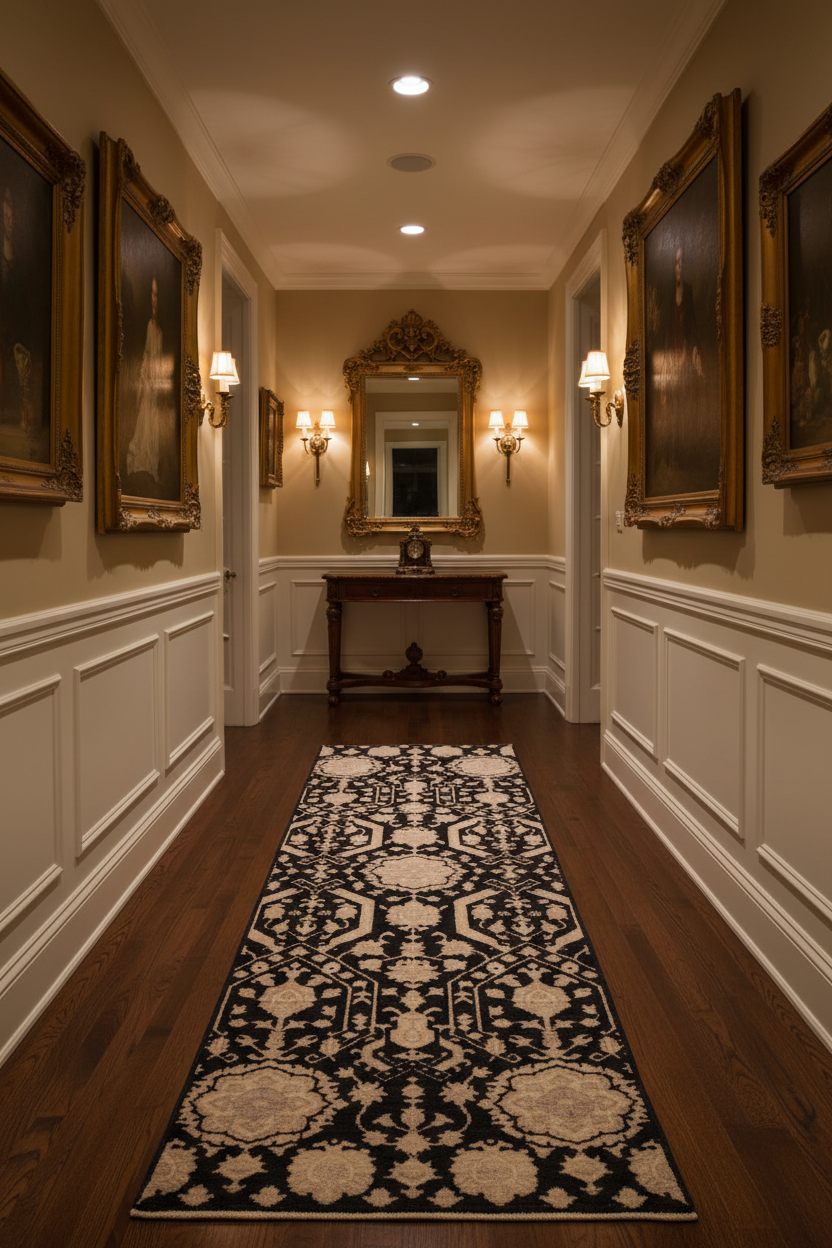 Borderless traditional (8' Runner) black/ivory