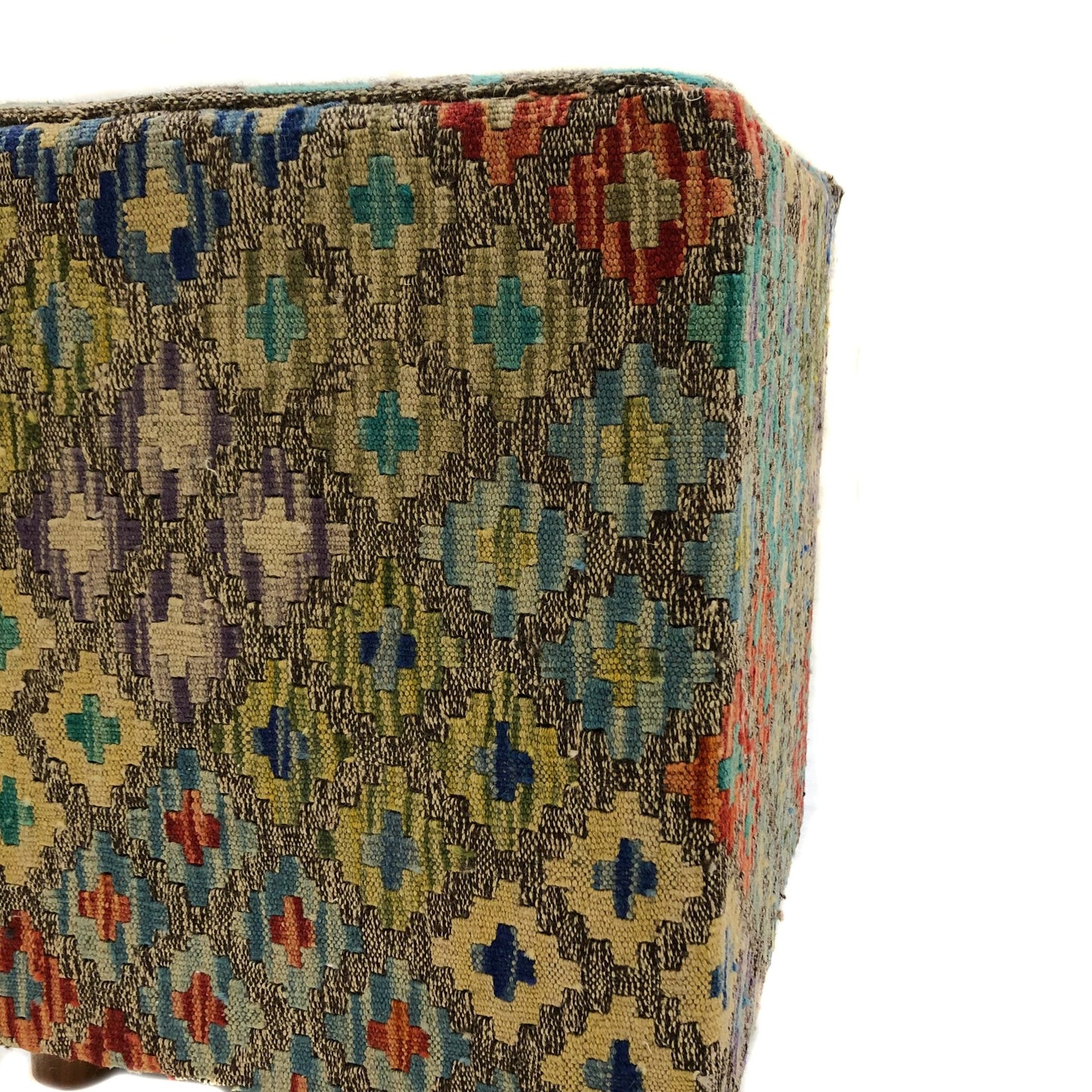 Kilim-Style Cube Ottoman