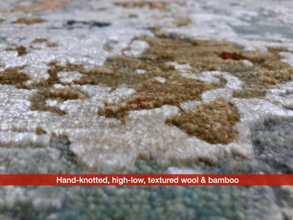 Textured Contemporary (7'11"x9'11") blue/rust