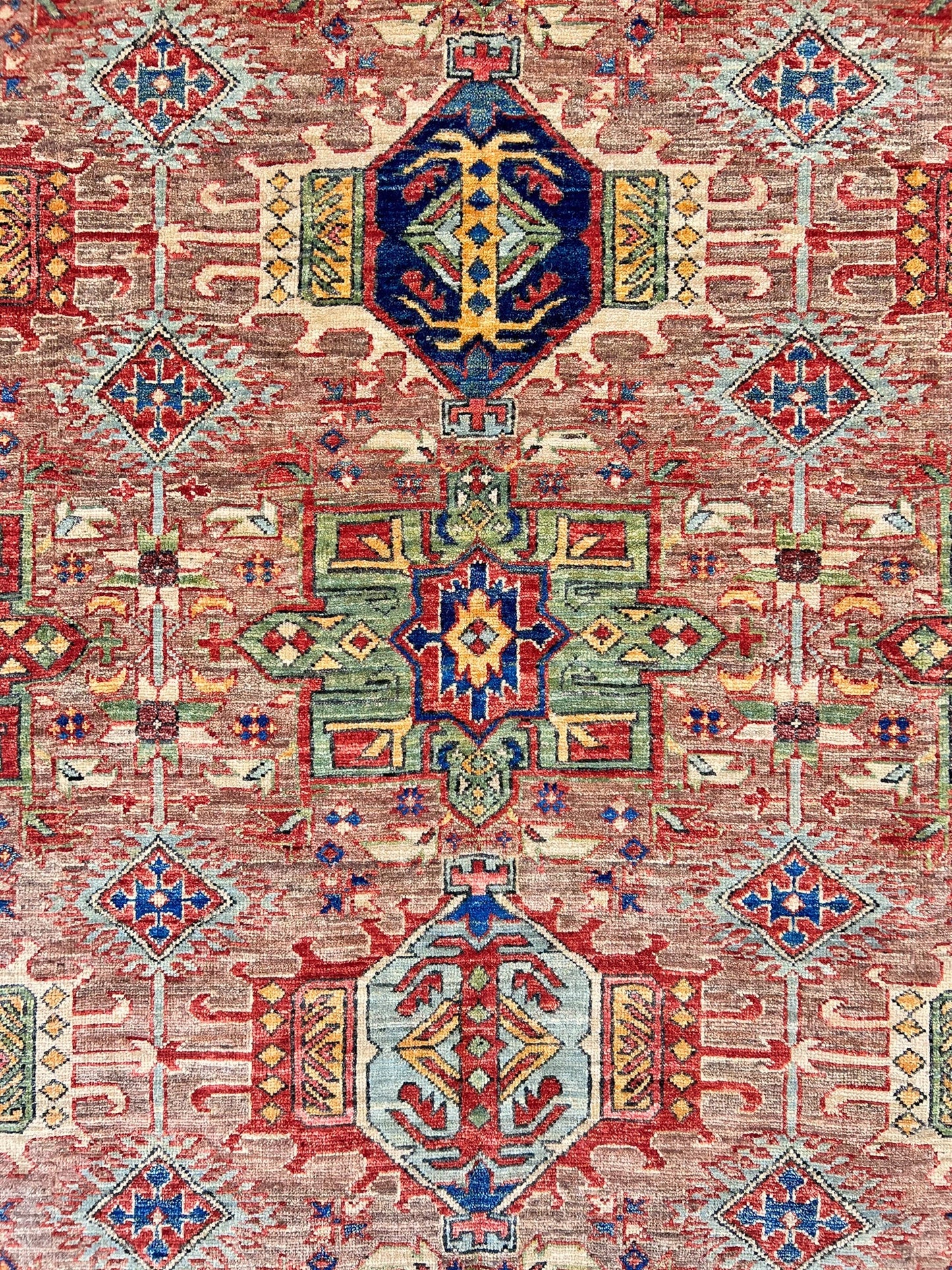 Afghan Karajeh (7'11"x9'08") brown/red