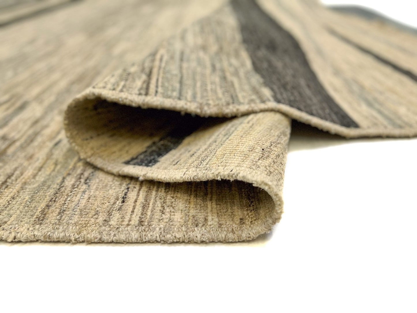 Modern Silk Striped Gabbeh (9'01"x11'11") natural/brown