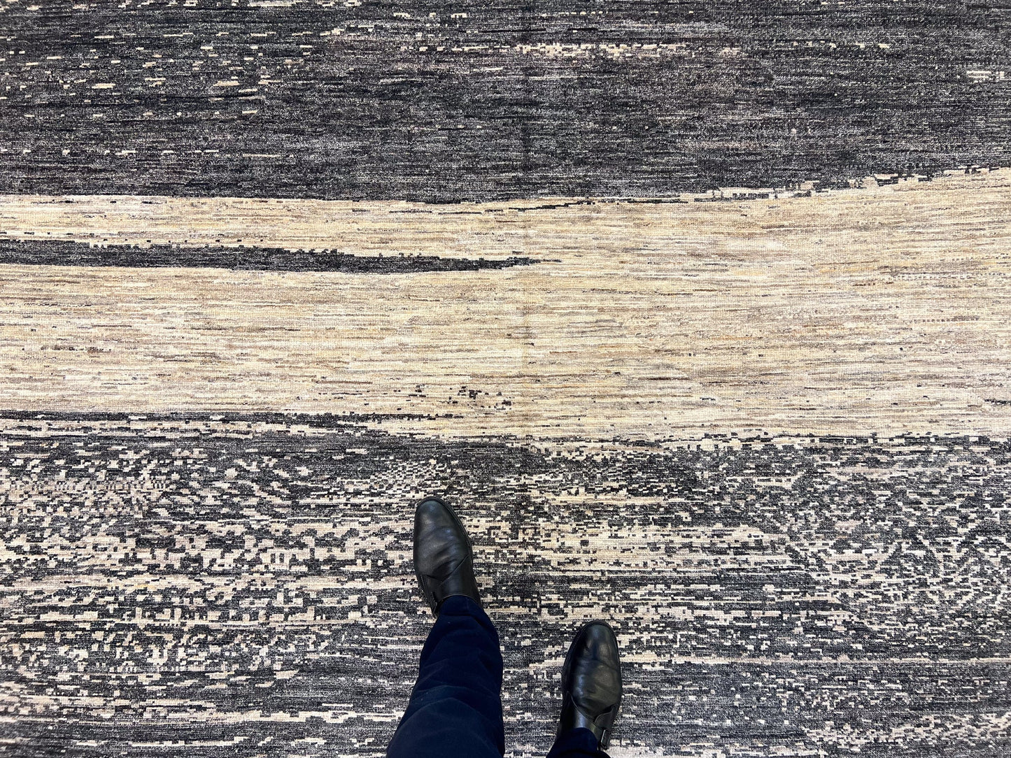 Modern Afghan Gabbeh (8'00"x9'10") dark natural/undyed