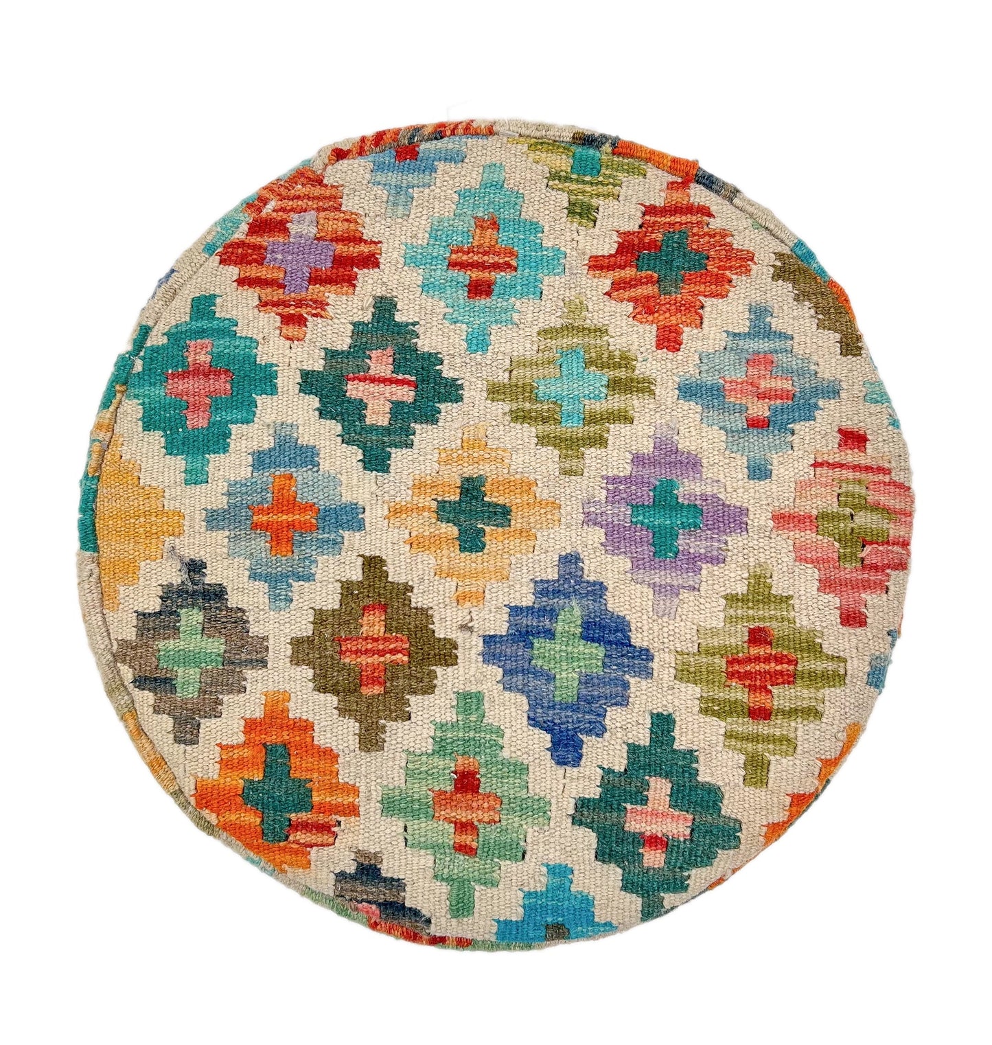 Kilim-Style Cylindrical Ottoman