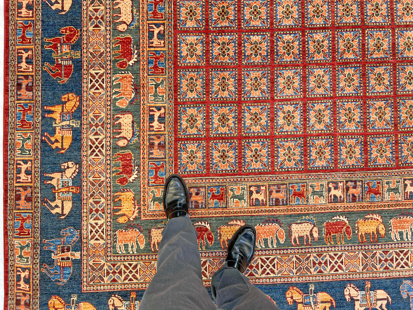 Afghan Pazyryk (8'08"x12'02") red/blue