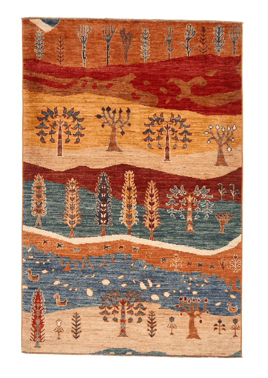 Afghan Gabbeh - Trees (3'05"x5'01") multicolor/rust