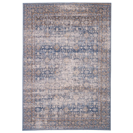 New Zealand Wool Erased Bakhtiari Design (5'03"x7'06") blue-gray/linen