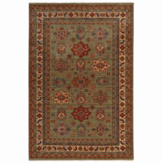 Kazak Design New Zealand Wool green 5'03"x7'10"