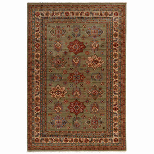 Kazak Design New Zealand Wool green 5'03"x7'10"