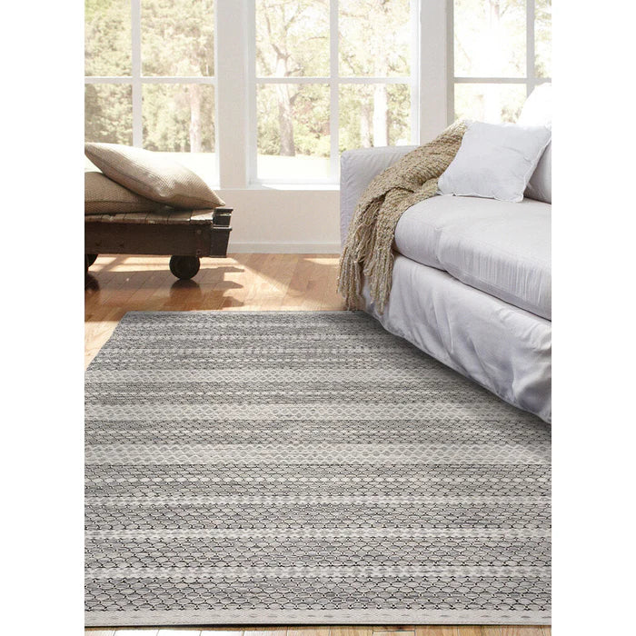 8x10 handwoven Alpine Collection rug, reversible New Zealand and Indian wool blend in gray - Kirishian Rugs