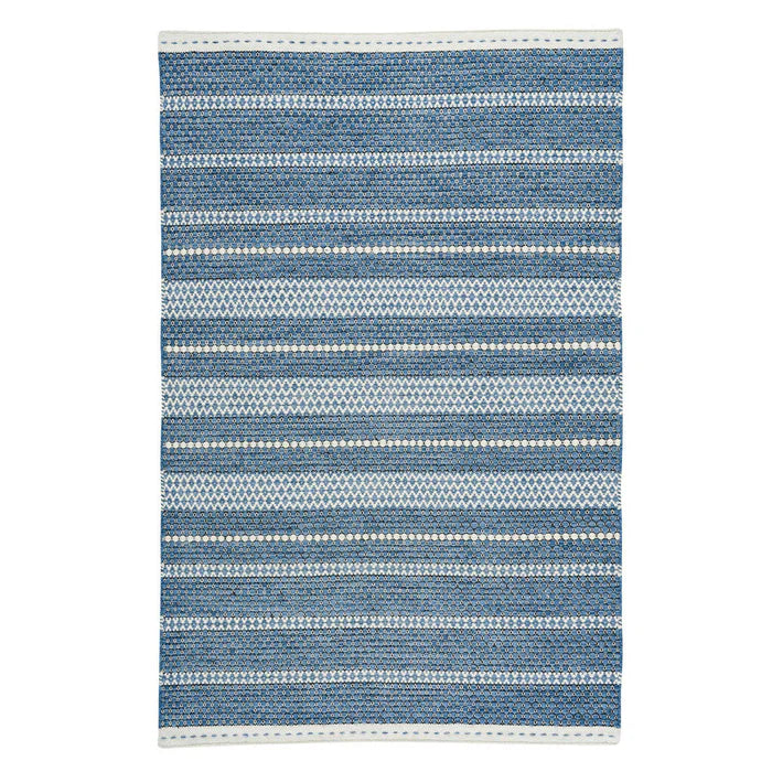 Top view of imported rug from Alpine Collection - blue