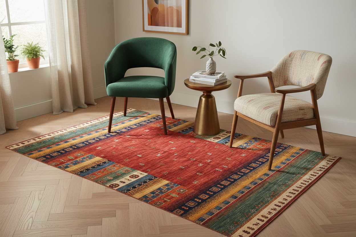 Afghan Gabbeh (5'08"x7'10") red/multicolor