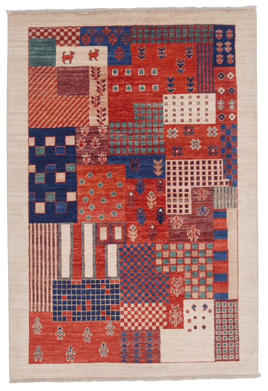 Patchwork Gabbeh (3'04"x5'00") multicolor/ivory