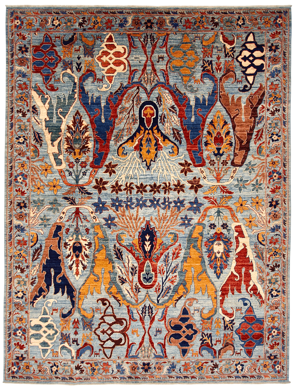 Afghan-Made Bidjar (8'11"x11'09") aqua/multicolor