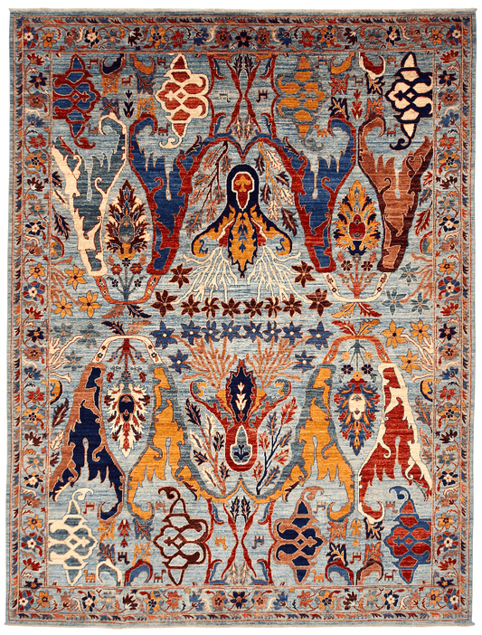 Afghan-Made Bidjar (8'11"x11'09") aqua/multicolor