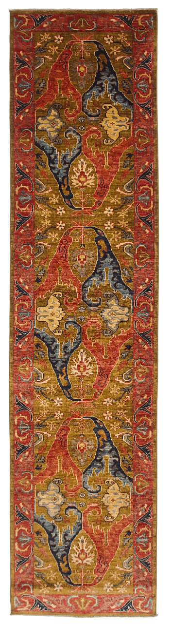 Afghan Bidjar (2'10"x11'08") dark gold/red/navy