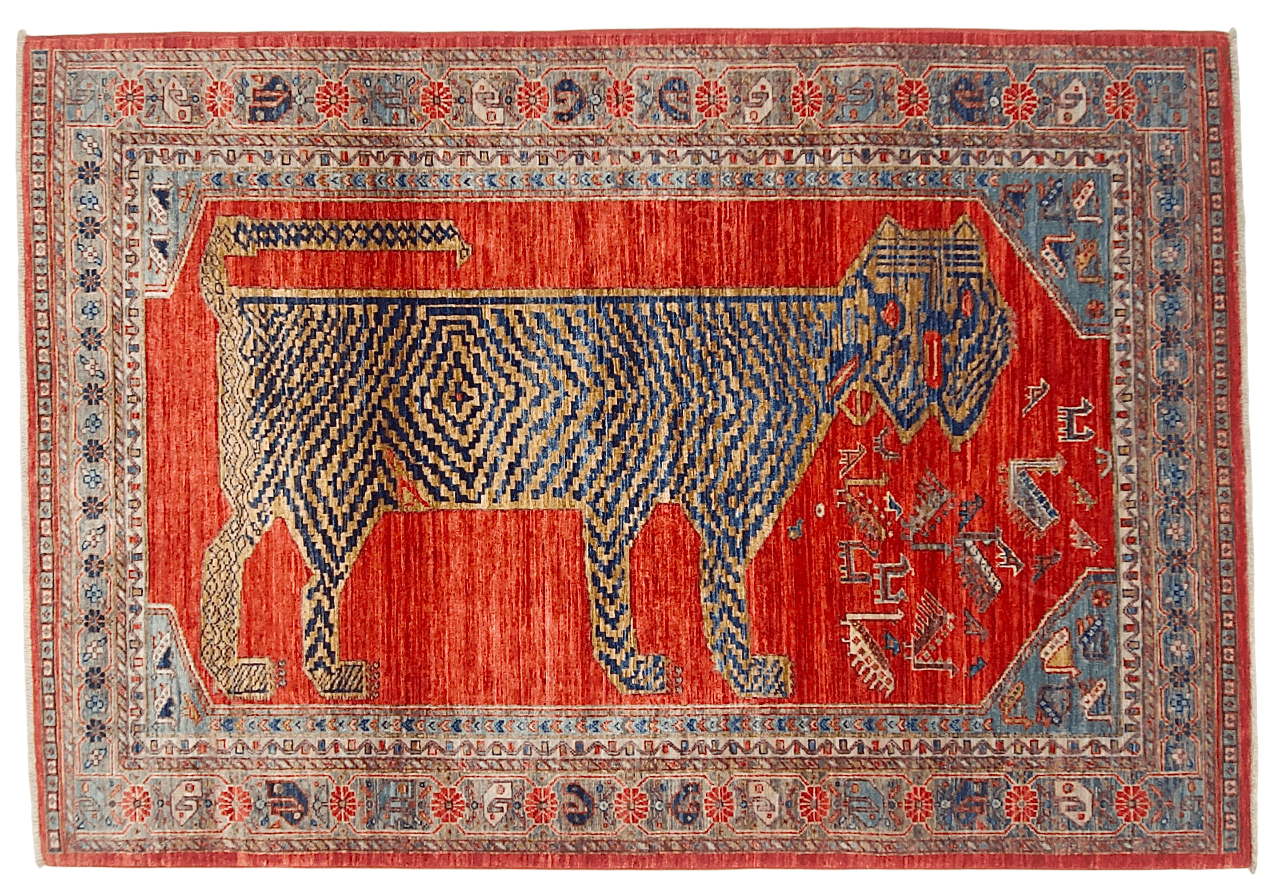 Aryana Tiger (4'00'x5'10") red/teal