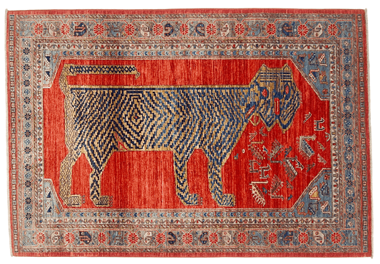 Aryana Tiger (4'00'x5'10") red/teal