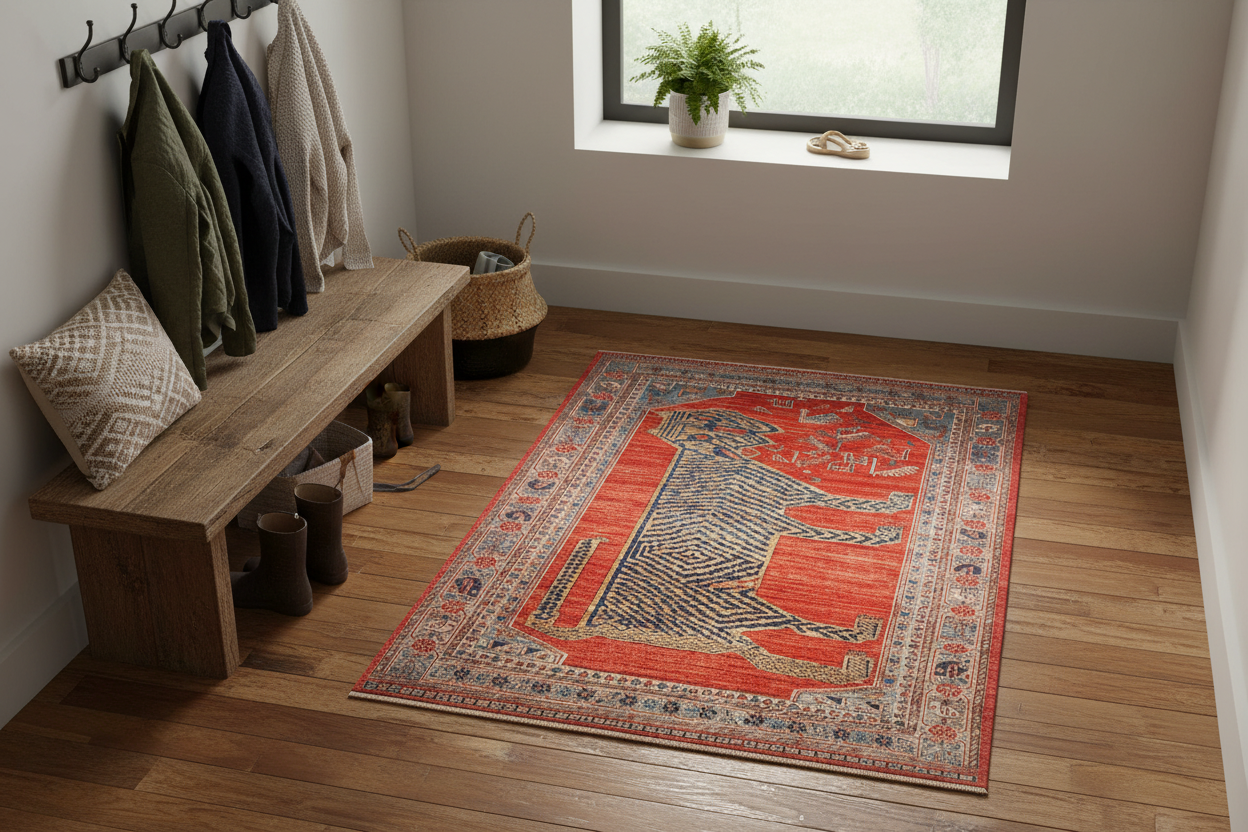 Aryana Tiger (4'00'x5'10") red/teal