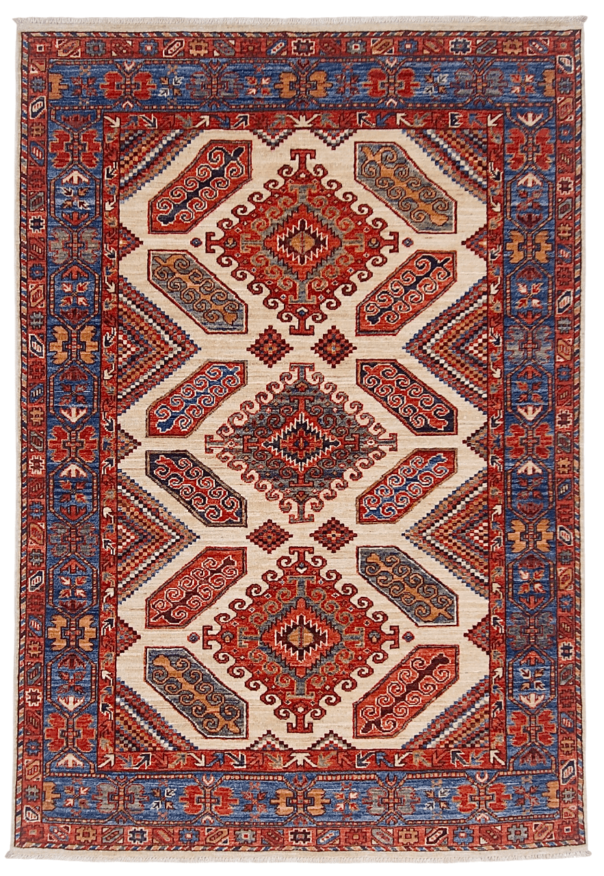 Aryana-Caucasian (4'00"x5'11") Ivory/Blue