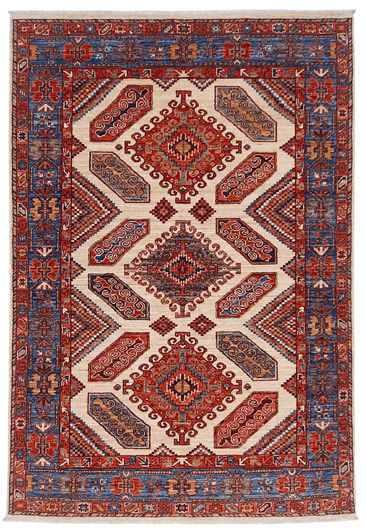 Aryana-Caucasian (4'00"x5'11") Ivory/Blue