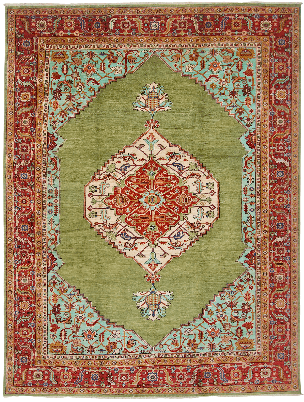 Fine Aryana-Heriz (8'11"x11'09") green/red