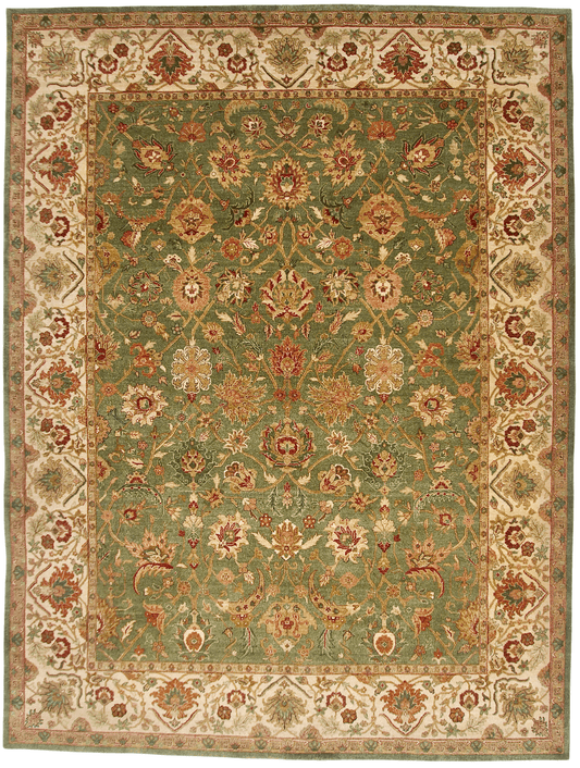 Indo-Ziegler (9'00"x12'00") green/ivory
