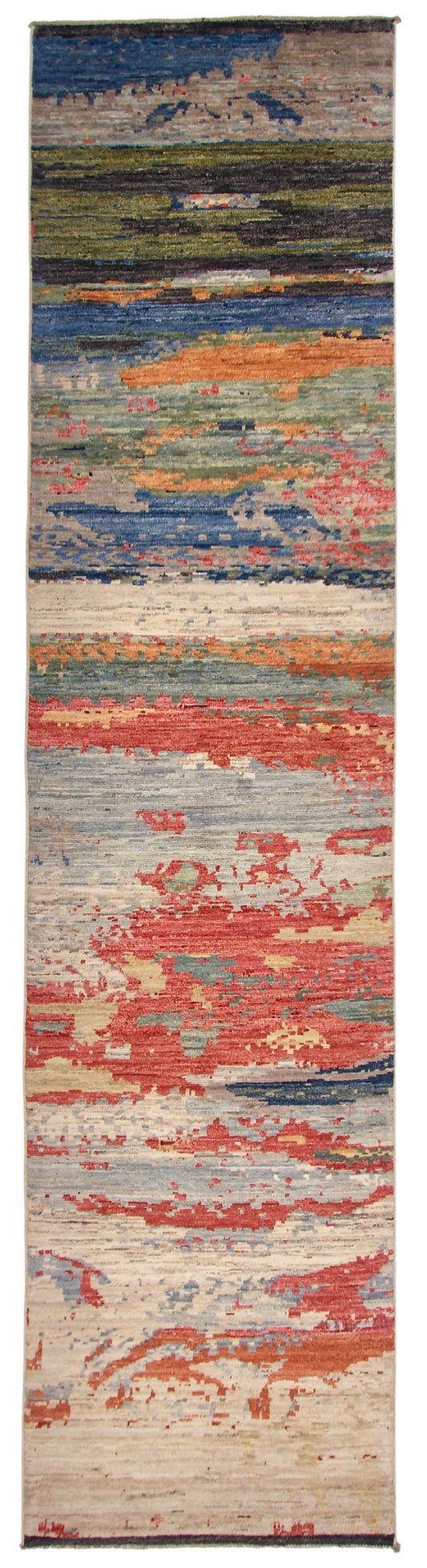 Contemporary Gabbeh (2'09"x11'06") indigo/multicolor