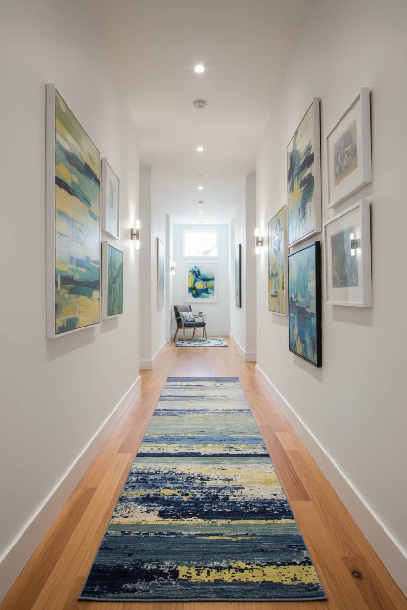 Contemporary Gabbeh (2'08"x10'02") indigo/pistachio