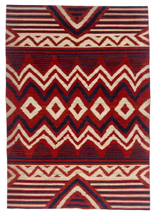 Fine Gabbeh - Navajo (6'00"x8'06") red/ivory/navy