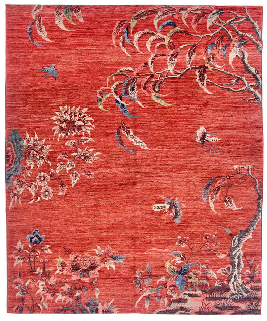 Afghan Art Deco (8'01"x9'08") red