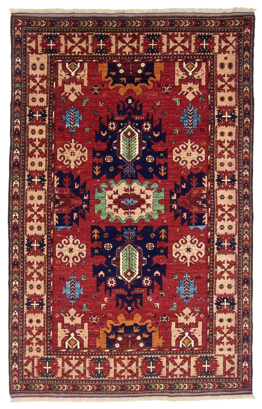 Afghan Baluch (6'02"x9'07") dk.red/adobe/multicolor