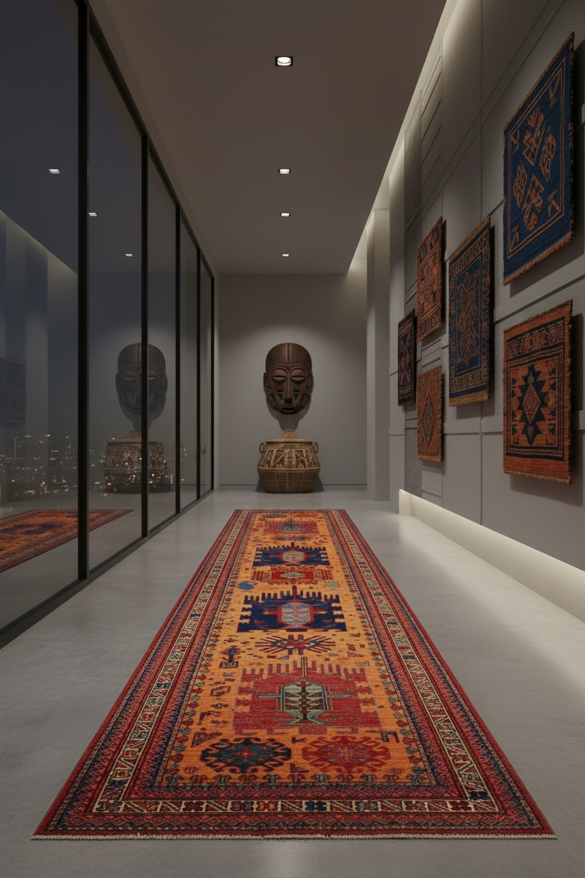 Baluch (3'02"x11'08") copper/multicolor