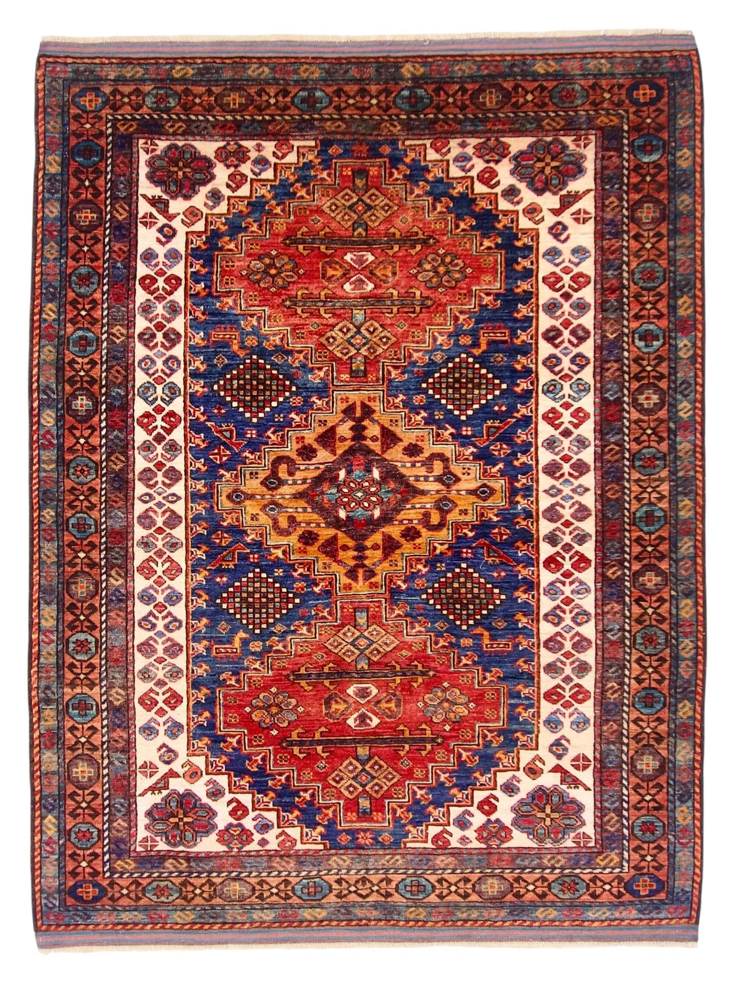 Baluch - Kazak /Qashqai (4'04"x5'09") navy/multicolor