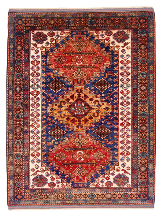 Baluch - Kazak /Qashqai (4'04"x5'09") navy/multicolor
