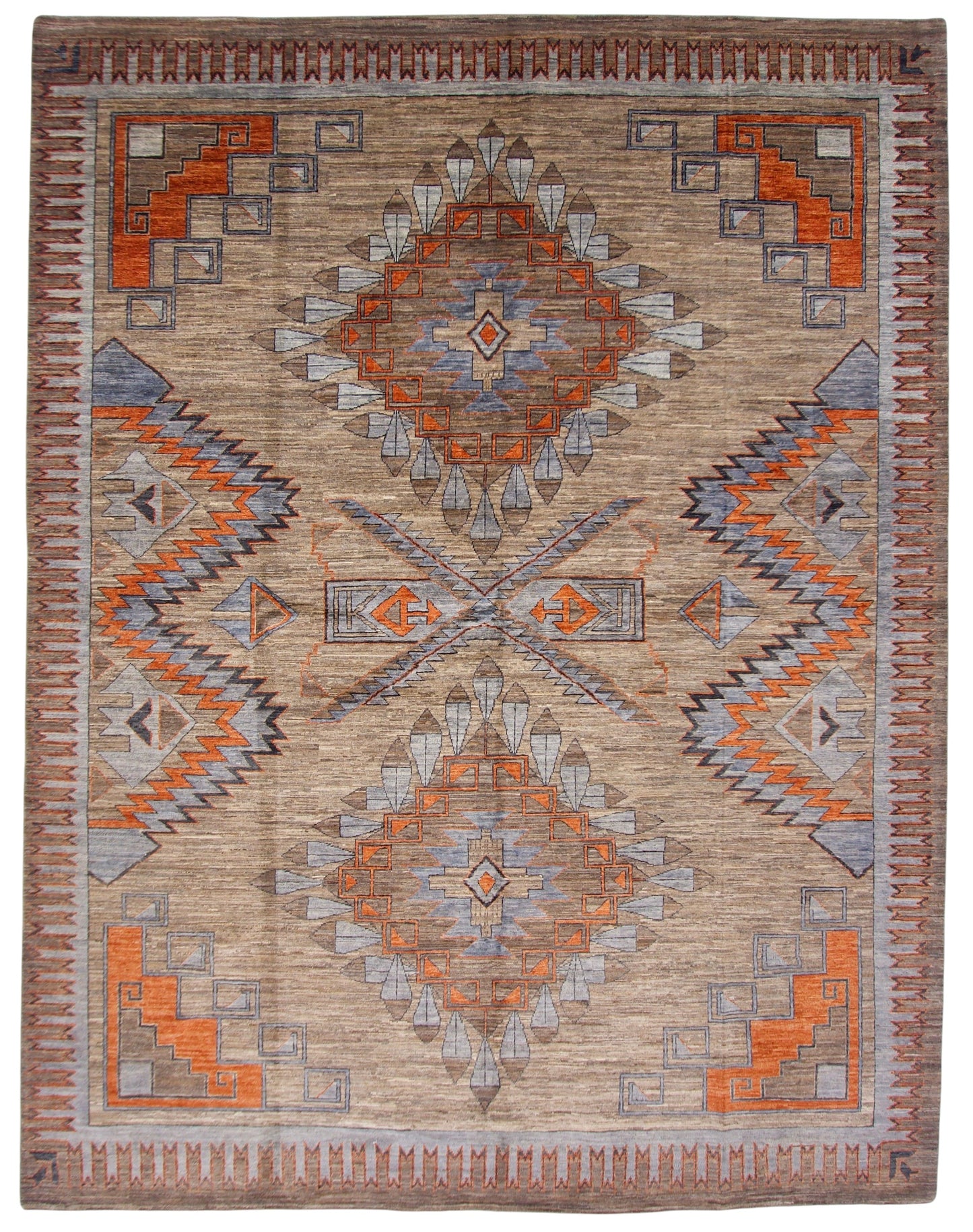 Afghan Navajo (7'10"x10'02") udyed/copper/lt.blue