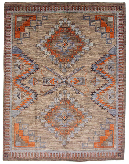Afghan Navajo (7'10"x10'02") natural/copper/lt.blue