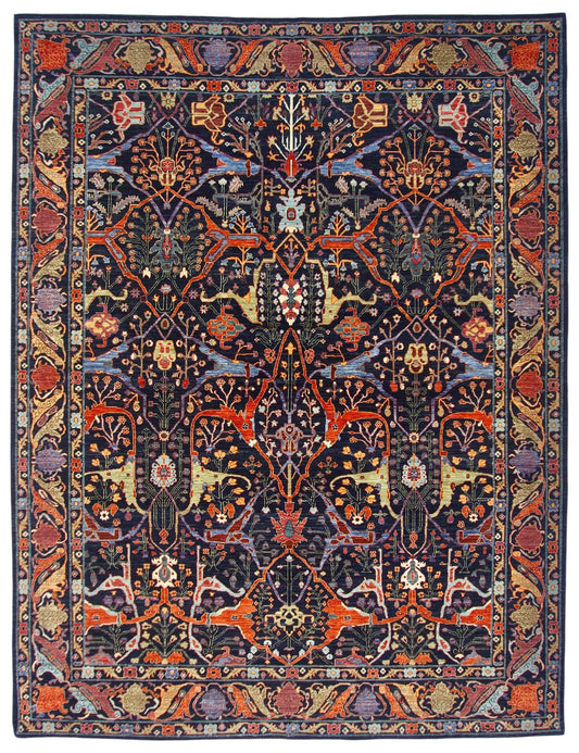 Faryab - Bidjar (8'00"x10'05") indigo/multicolor