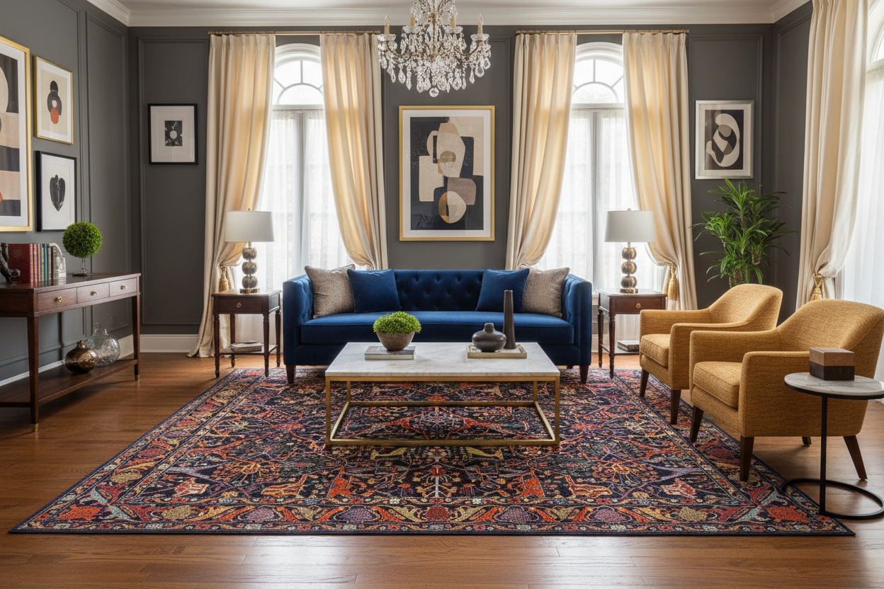 Faryab - Bidjar (8'00"x10'05") indigo/multicolor