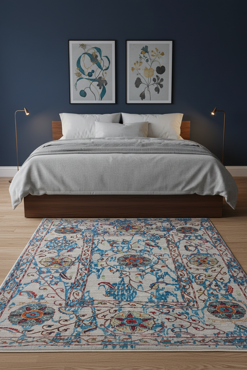 Aryana - 'Suzanikat' (6'03"x9'04") gray/turquoise/multicolor