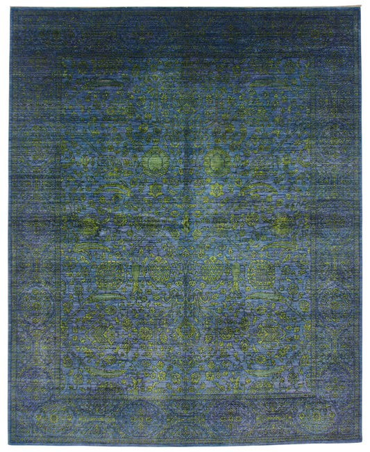 Nooristan - Modern Fine Sultanabad (8'04"x10'04") deep blue/chartreuse