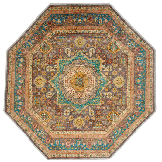 Aryana - Mamluk (8' Octagonal) steel gray/teal