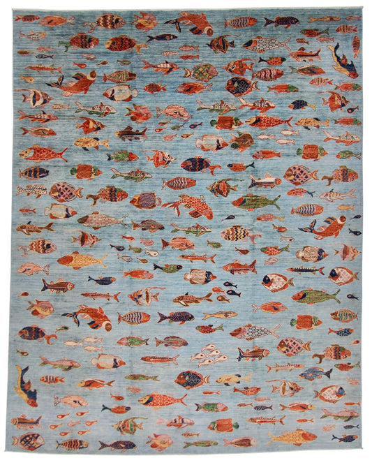 Aryana - Oceanic Gabbeh (7'10"x10'00") lt.blue/multicolor